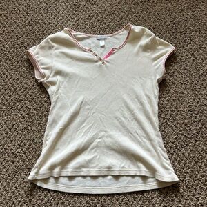 JOCKEY Yellow/Cream Short Sleeve Top with Pink Trim